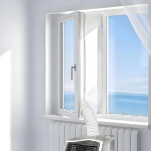 Joint d'étanchéité pour fenêtre AirLock pour climatiseur portable, plaque d'étanchéité en tissu flexible 300/400CM avec fermeture éclair et adhésif rapide